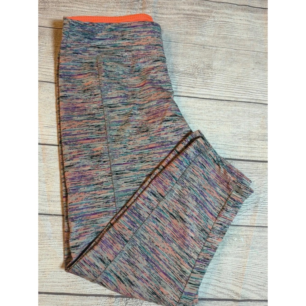 Take a Walk Space Dye Compression Crop Leggings Purple Pink Women M